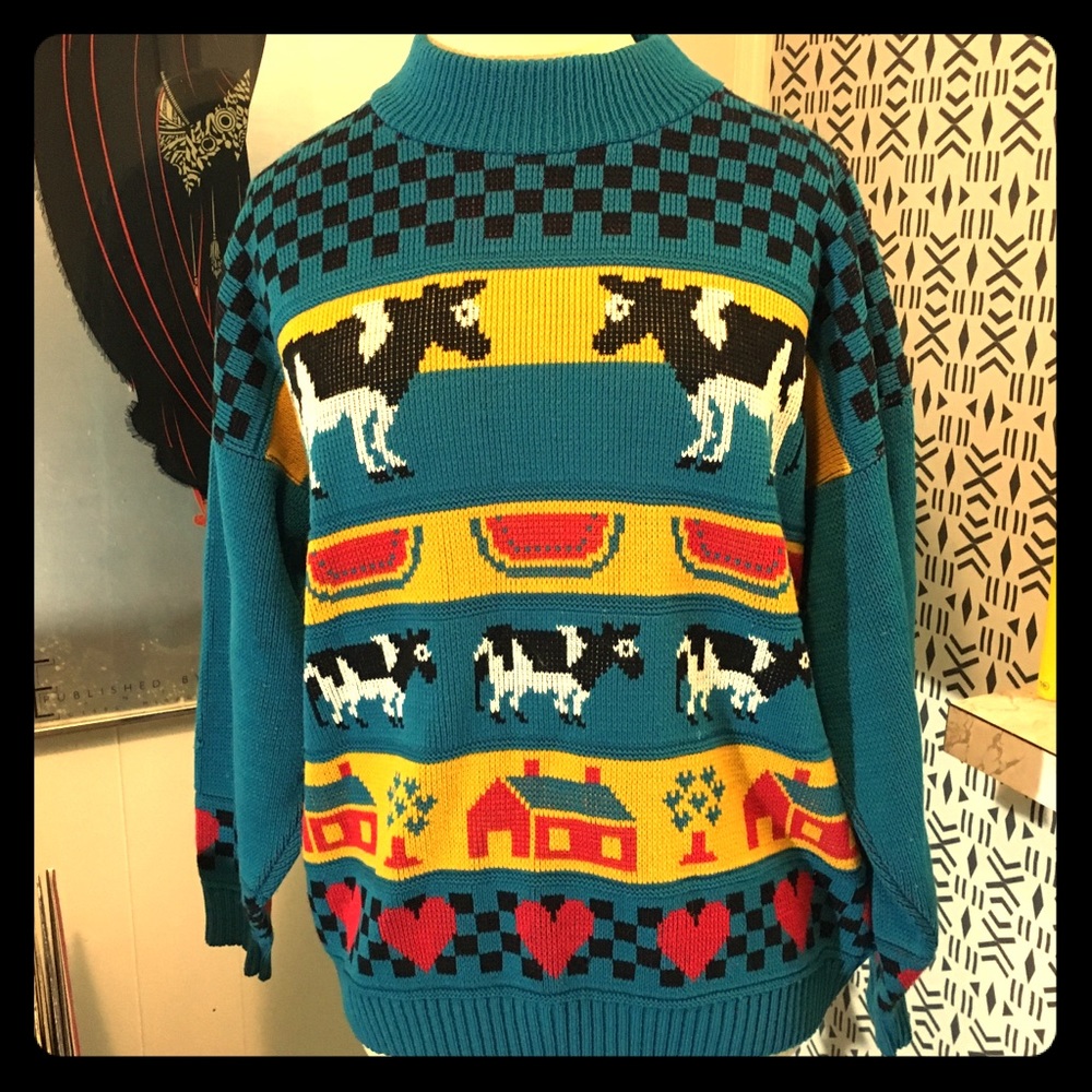 Bovine Love Vintage Acrylic Sweater